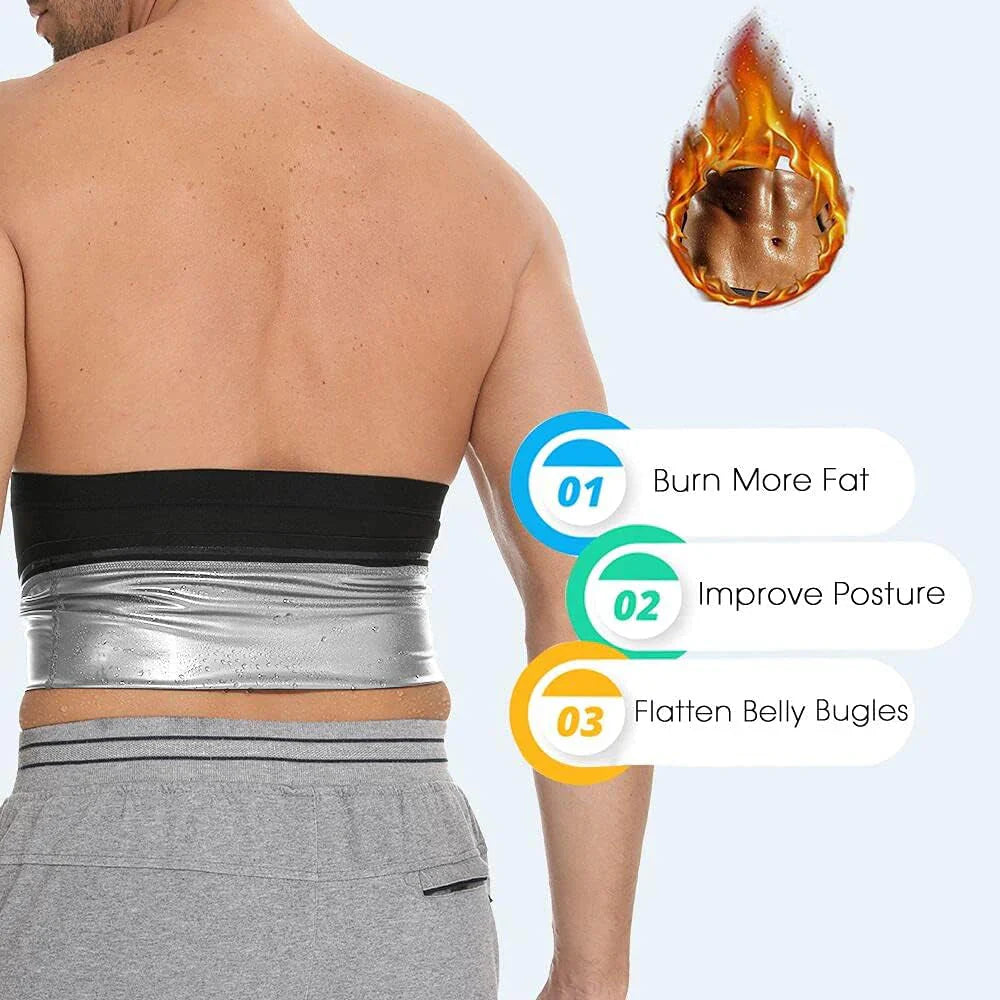 Mens Sauna Waist Trimmer Belt Fat Burning & Core Support