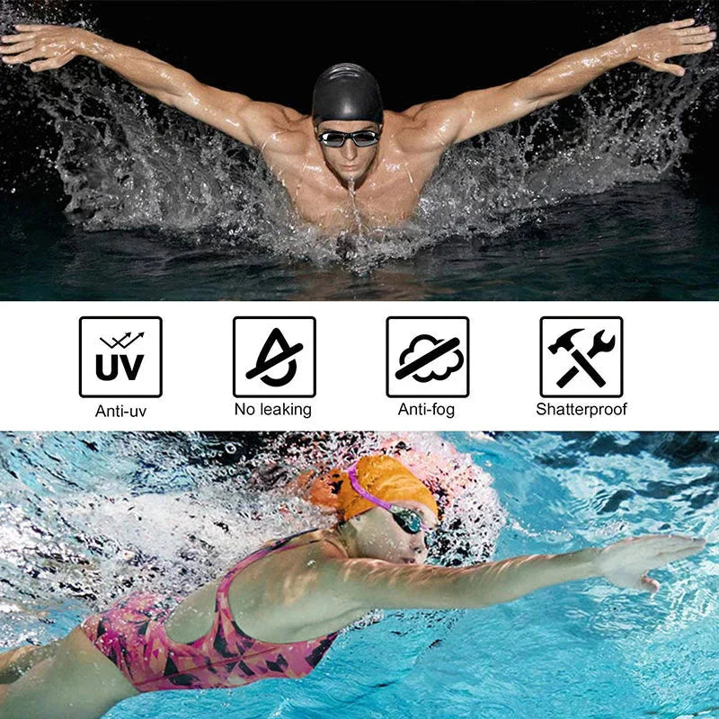 Anti-Fog Swimming Goggles Adjustable UV Protection for Adults & Kids