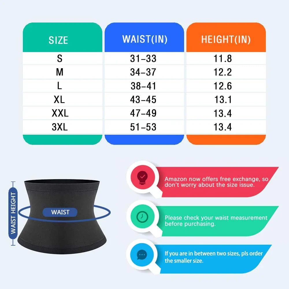 Mens Sauna Waist Trimmer Belt Fat Burning & Core Support