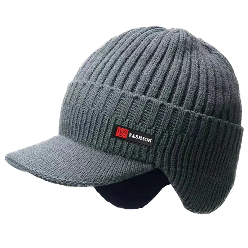 Winter Mens Knitted Hat Warm Outdoor & Cycling Cap